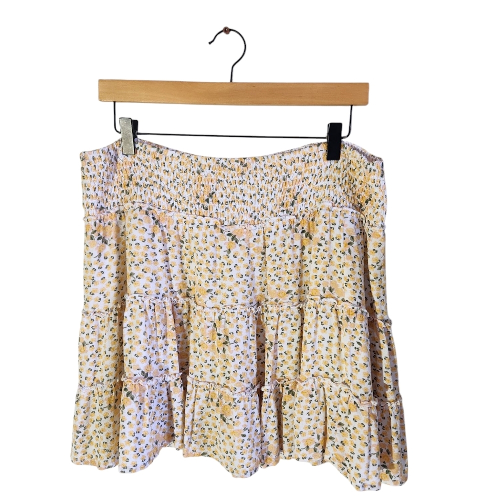 AE Yellow Floral Ruffle Mini Dress Yellow-White Color Size XL Spring Women - Picture 4 of 11